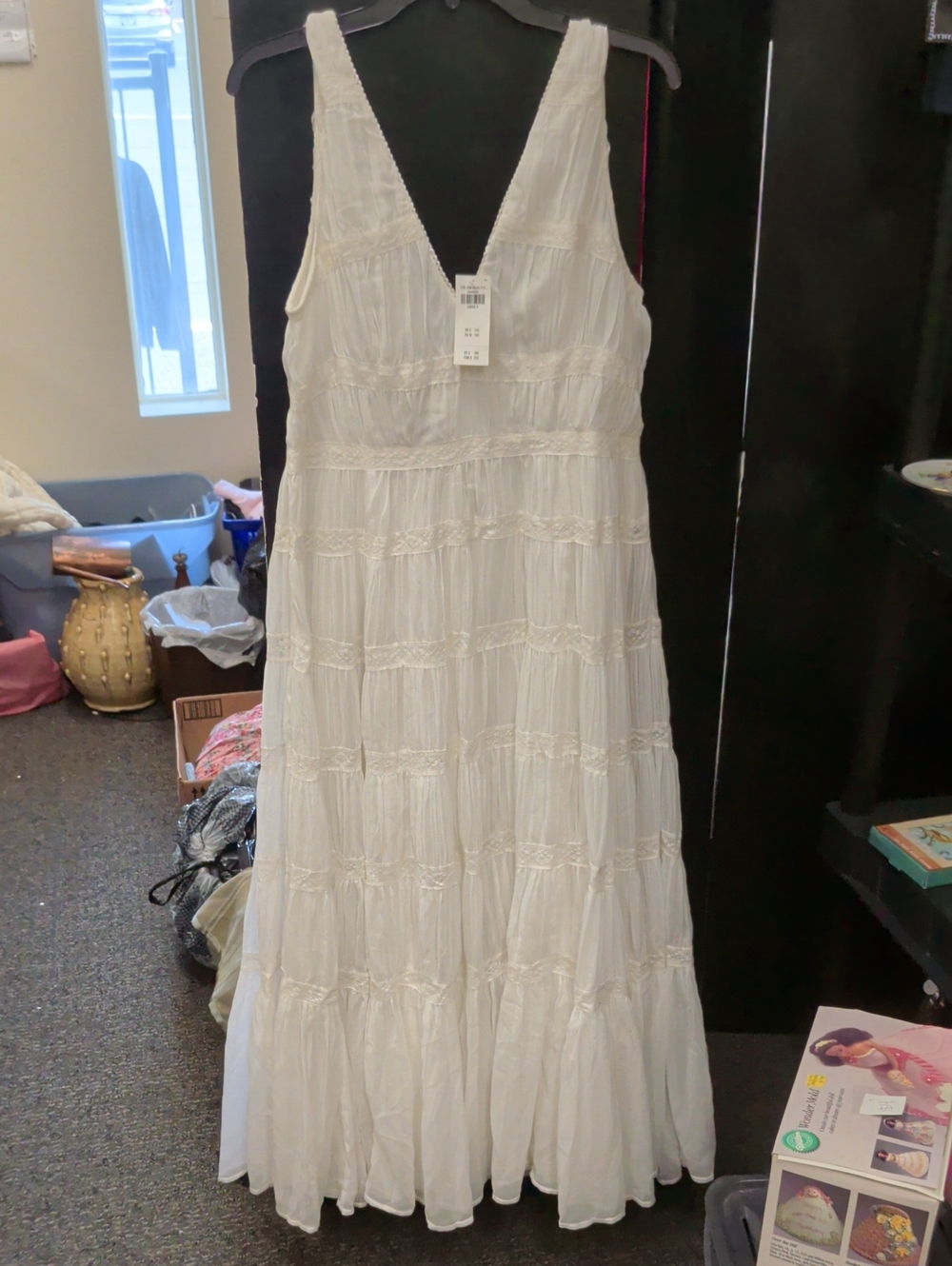 Abercrombie & Fitch White V-Neck Tiered Maxi Dress